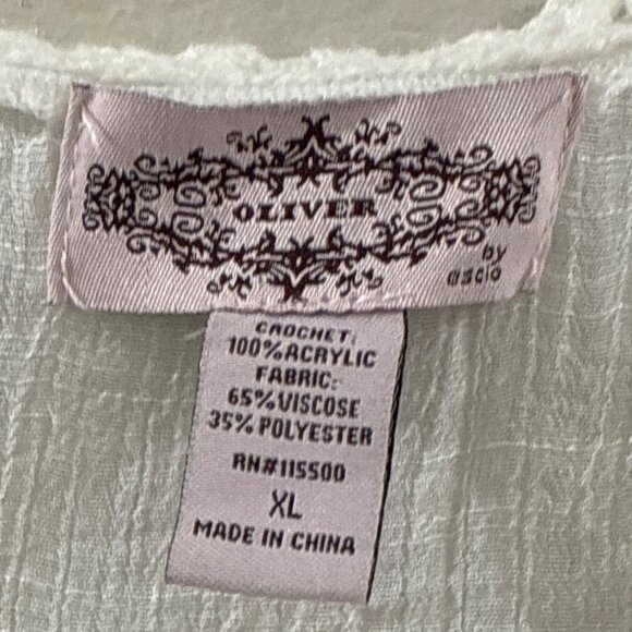 Oliver by Escio open-front kimono cardigan beach cover-up crochet trim fringe XL - Picture 7 of 7